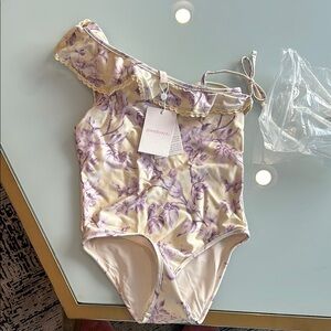 Zimmermann Kids Floral One Piece - Purple and Cream